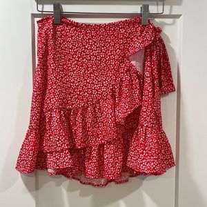 Red Floral wrap skirt from Amazon